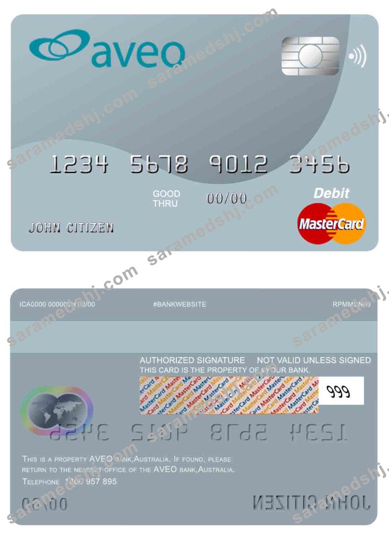 Australia Aveo bank mastercard